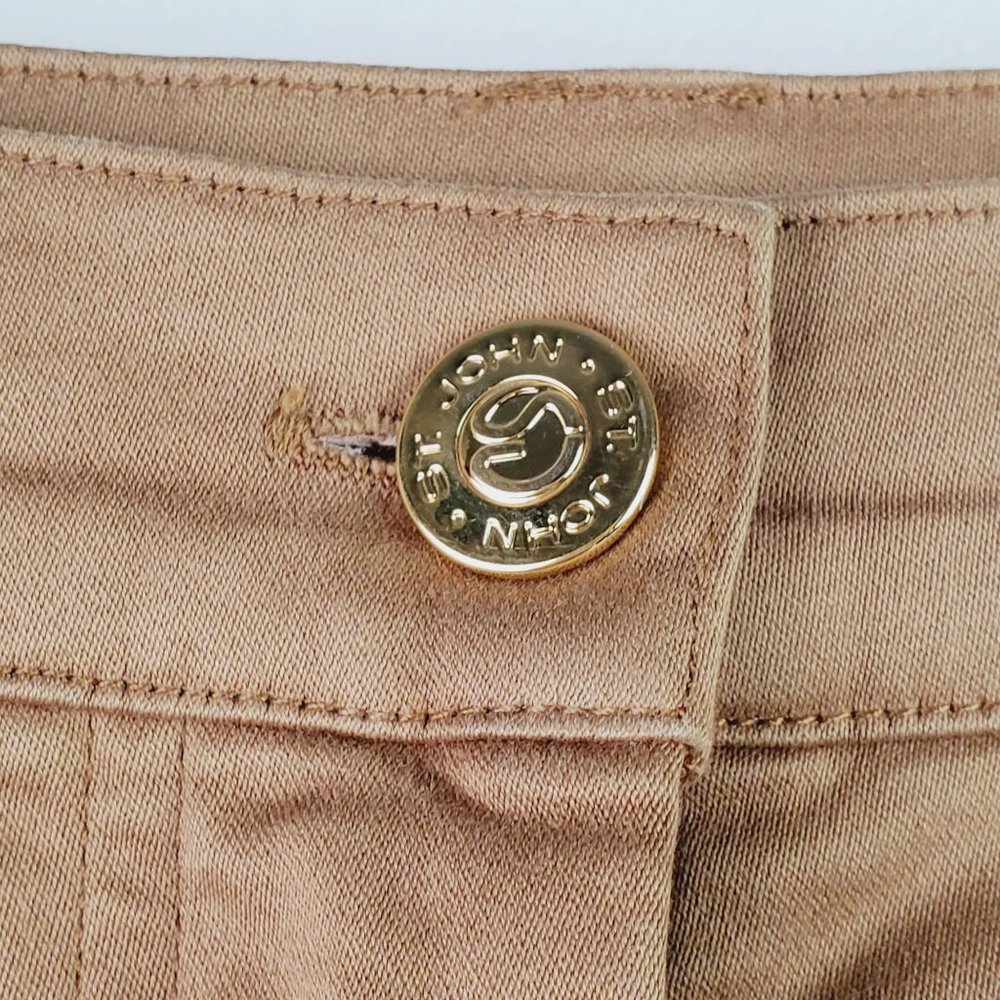 St. John Sport Stretchy Khaki Trouser Straight Leg Pant Sz 4 Made in the USA - Picture 4 of 9